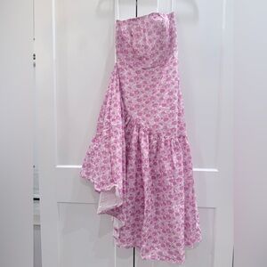 Elegant Pink Floral Midi Dress